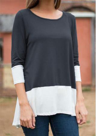 Splicing Long Sleeve Casual Blouse