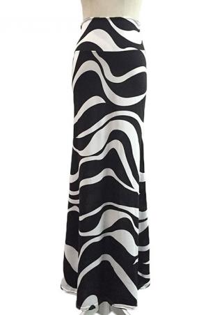 Printed Striped Fashion Maxi Skirt