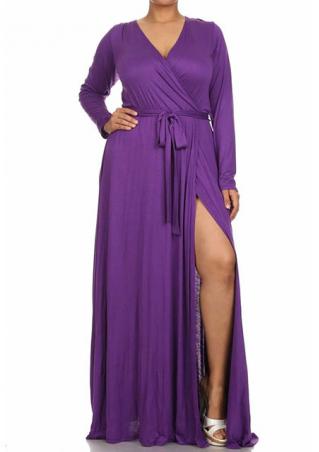 Solid Split Sexy Long Dress With Belt