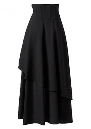 Solid Cross Bandage Gothic Maxi Skirt