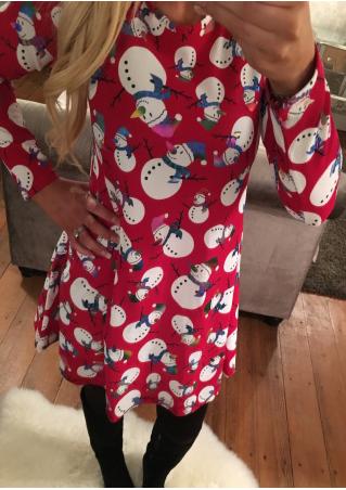 Christmas Foil Sparkle Snowman Printed Dress