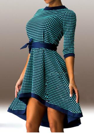 Plaid Irregular Mini Dress With Belt