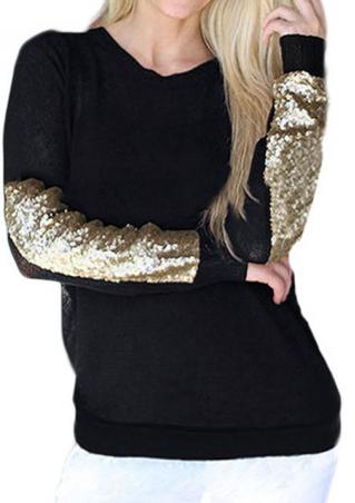 Sequined Splicing Casual  Pullover Sweater