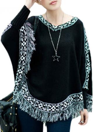 Tassels Knitted Batwing Casual Sweater