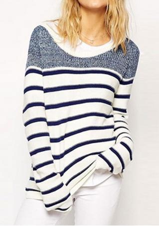 Striped Knitted Casual Long Sleeve Sweater