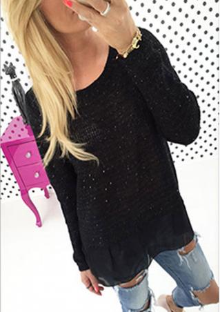 Sequin Chain Lace Cross Casual Knitwear