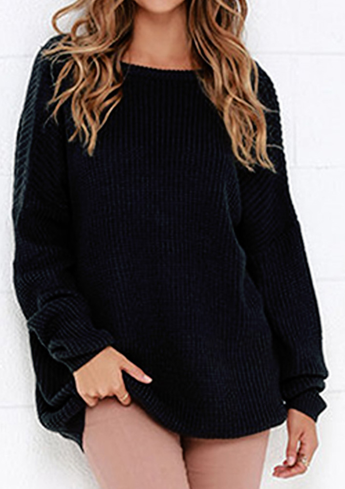 Solid Backless Sexy Loose Sweater Fairyseason