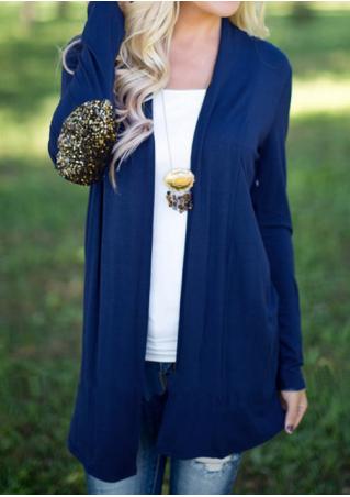 Solid Sequined Splicing Casual Cardigan