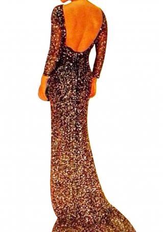 Solid Sequin Backless Bodycon Maxi Dress