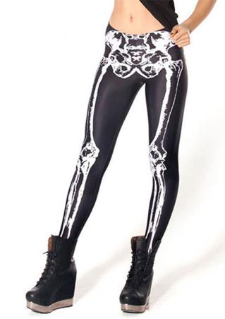 Skeleton Printed Bodycon Casual Long Leggings