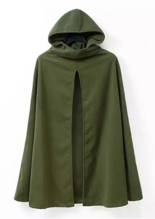 Solid Hooded Casual Cloak Coat