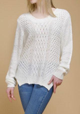 Solid Lace Up Hollow Out Sweater