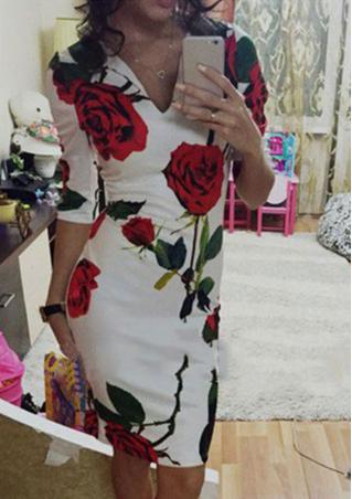 Floral Bodycon Mini Dress Without Cellphone Necklace