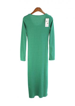 Solid Knitted Long Causal Dress