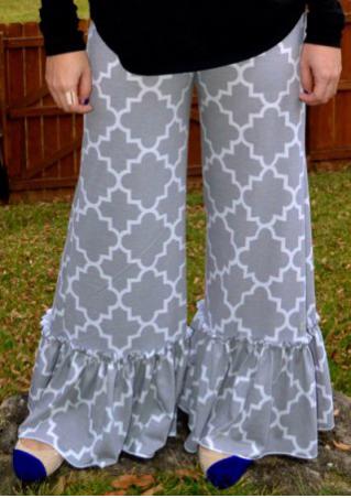 Printed Casual Wide Leg Flared Pants