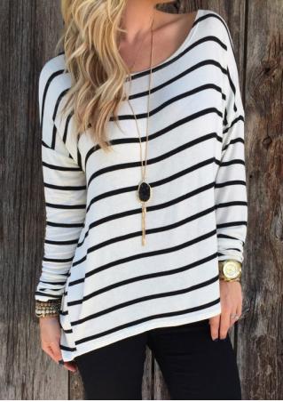 Striped Loose Casual T-Shirt Without Necklace