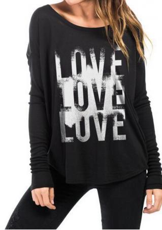 Printed Letter LOVE Casual Blouse