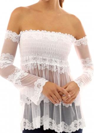 Solid Off Shoulder Lace Sexy Blouse