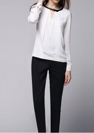 Solid PU Leather Splicing Casual Shirt