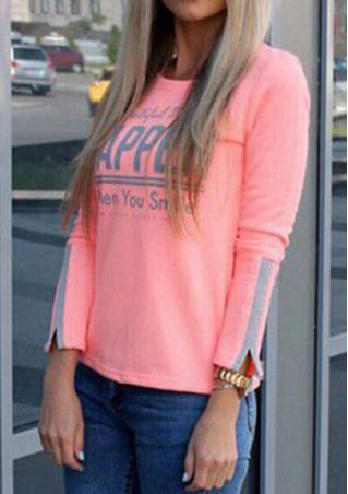 Letter Printed Long Sleeve Casual T-Shirt