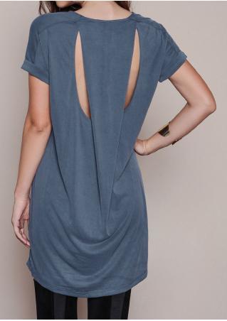 Solid Hole Backless Loose Casual Dress