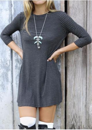 Striped Knitted Casual Mini Dress