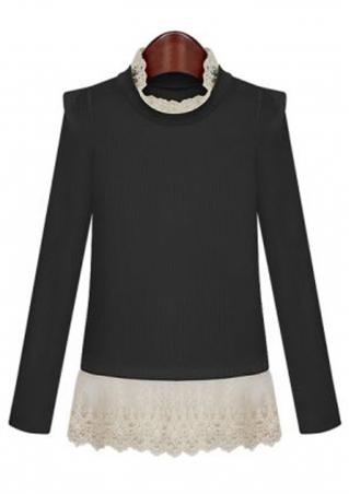 Lace Splicing Fashion Long Sleeve Sweater