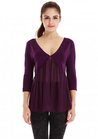 Solid Backless Chiffon Casual Blouse