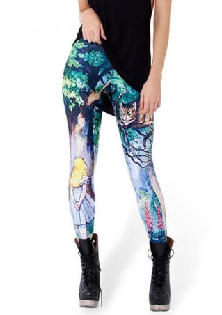Printed Cheshire Cat Stretchy Slim Fit Pants