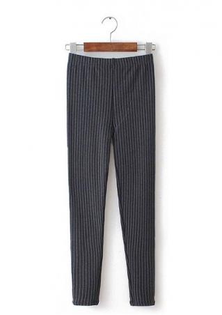 Striped Slim Stretchy Warm Casual Pants