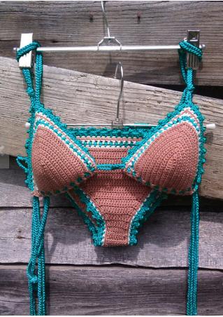 Splicing Color Crochet Beach Bikini Set