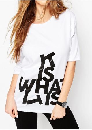 Letter Printed Short Sleeve Street Casual T-Shirt