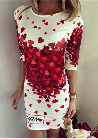 Heart Letter Printed Casual Bodycon Dress