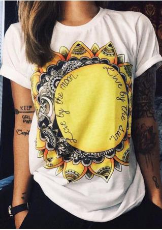 Sunflower Printed Short Sleeve Casual T-Shirt