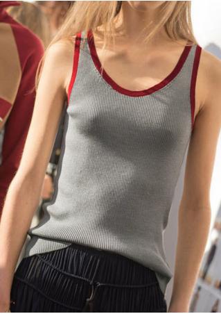 Color Block Knitted Casual Tank