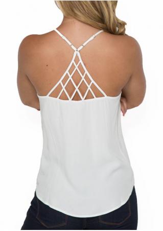 Solid Button Backless Sexy Camisole