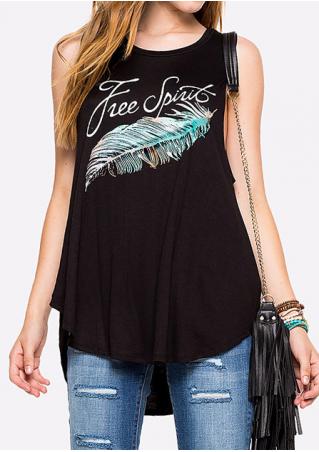 Feather Letter Printed Fashion Tank