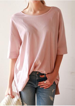 Solid Half Sleeve O-Neck Casual T-Shirt