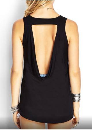 Solid Backless O-Neck Fashion Tank