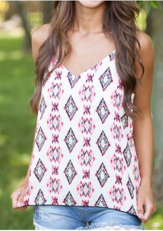 Geometric Printed V-Neck Casual Camisole
