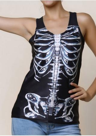 Skeleton Printed Racerback Fashion Tank