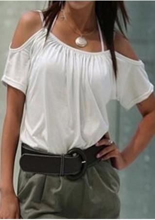 Solid Spaghetti Strap Fashion Blouse Without Necklace