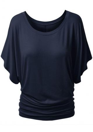 Solid Batwing Sleeve Fashion Blouse