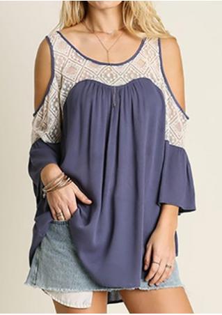 Lace Splicing Off Shoulder Blouse Without Necklace