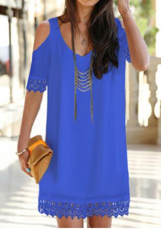 Solid Lace Splicing Shift Dress Without Necklace