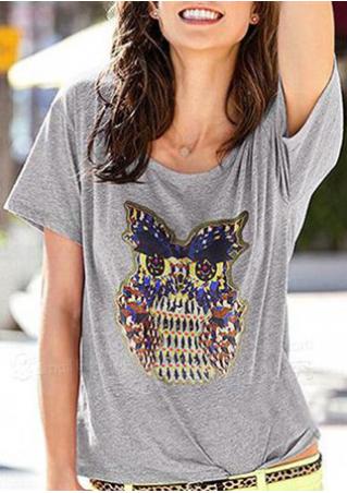 Printed Short Sleeve Fashion T-Shirt Without Necklace