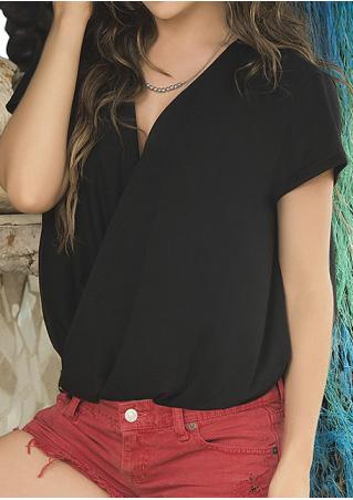 Solid Cross Fashion Blouse Without Necklace
