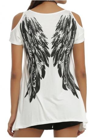 Wings Printed Off Shoulder Fashion Blouse Without Necklace