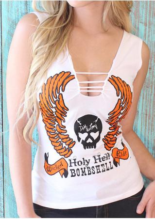 Wings Printed Hollow Out Fashion Tank