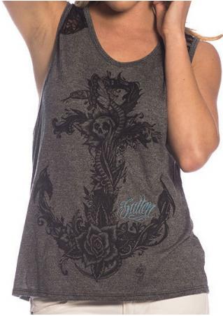 Printed Lace Splicing Fashion Tank